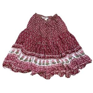 Vintage 70s Starina Boho skirt Creation Paris ruffle tiered floral light airy